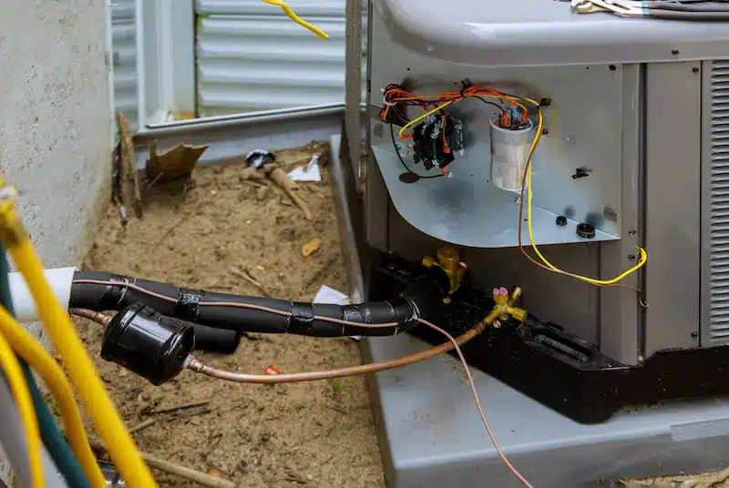Outdoor AC Unit components - electrical issues are a common reason why an AC keeps turning off and on
