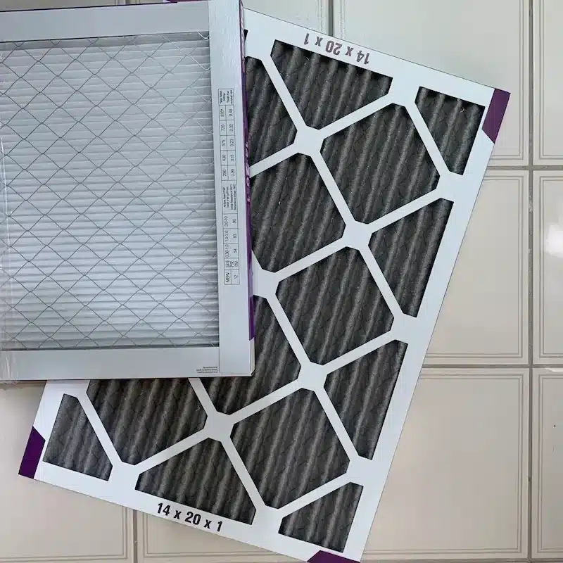 clean and dirty pleated hvac filters