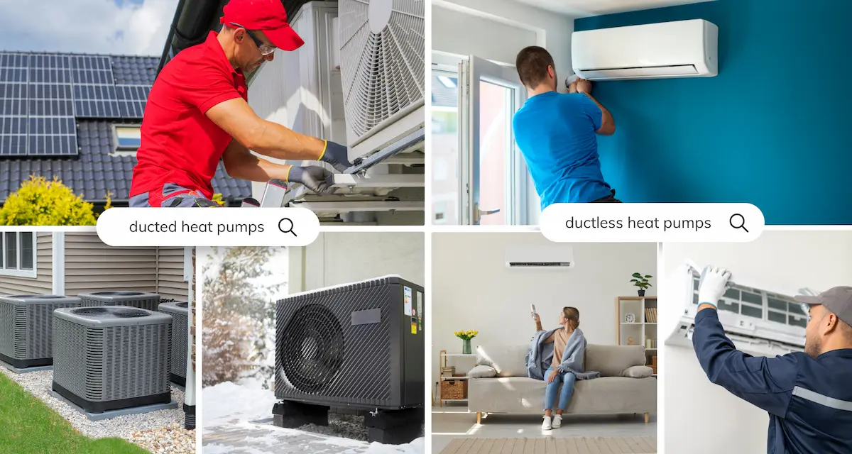 image array of ducted vs ductless heat pump examples