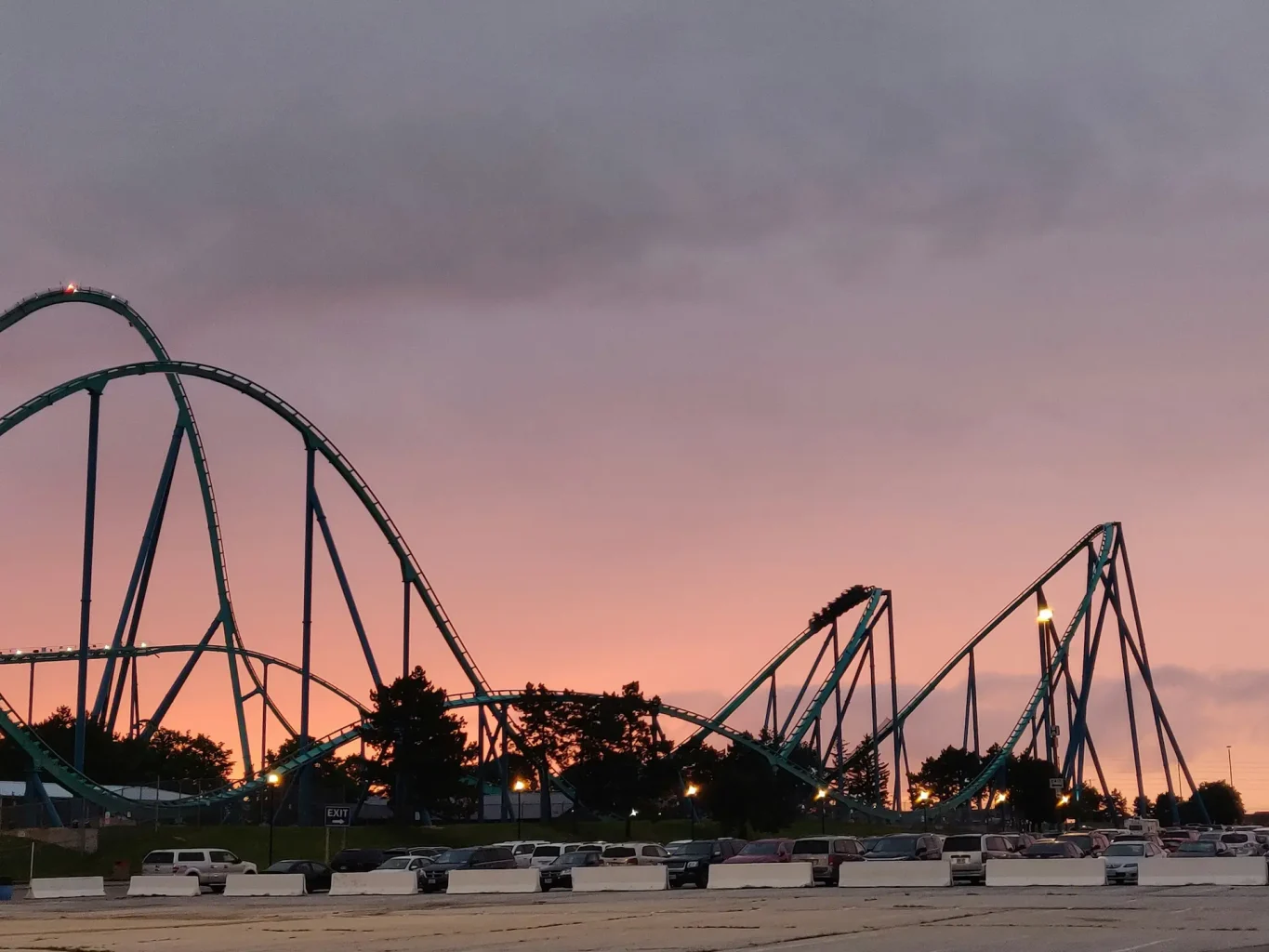 view of the rollercoasters at Canada's Wonderland in Vaughan