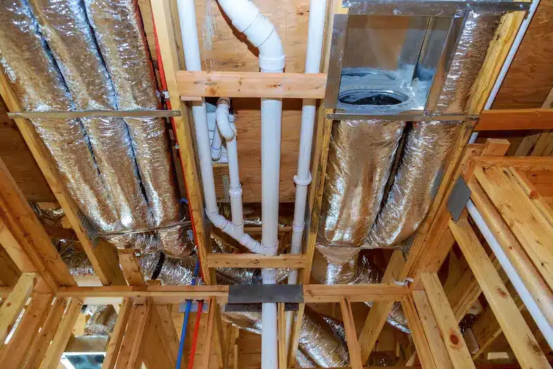view of ductwork improvement in order to install a heat pump in an old house