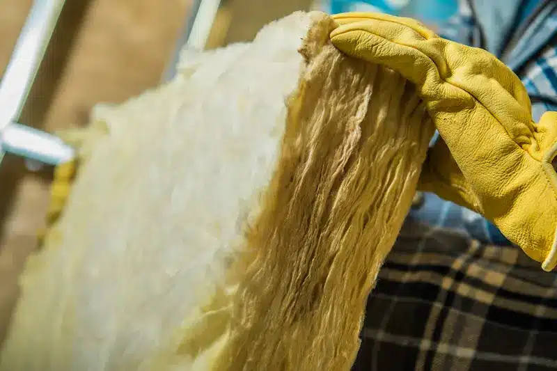 close up of yellow insulation